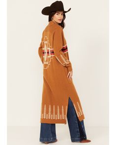 Pendleton Women's Print Duster Sweater , Bronze Wool Outerwear With Fair Isle Pattern For Fall, Fair Isle Sweater Coat For Fall, Beige Jacquard Knit Long Sleeve Outerwear, Long Sleeve Fair Isle Outerwear For Fall, Wool Outerwear With Fair Isle Pattern And Long Sleeves, Jacquard Knit Long Sleeve Outerwear For Fall, Long Sleeve Jacquard Knit Outerwear For Fall, Beige Long Sleeve Outerwear With Fair Isle Pattern, Beige Fair Isle Patterned Long Sleeve Outerwear