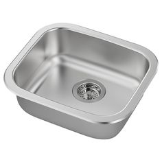 a stainless steel sink on a white background