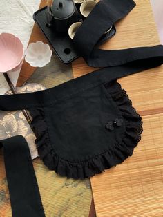 Price for an apron only. Goth Apron, Aesthetic Apron, Housewife Apron, Blue Cheongsam, Black Chinoiserie, Knot Button, Steampunk Fashion Male, Gothic Skirts, An Apron