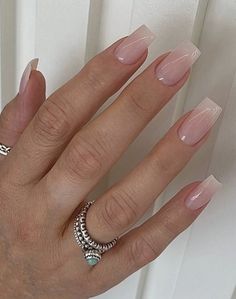 Slender Square Nails, Classic Nails Acrylic Classy Simple, Business Classy Nails, Square Acrylic Nail Designs For Summer, Nails Square Long Summer, Long Square Round Nails, Square Nails Plain Color, Milky Baby Pink Nails, Acrylic Nails That Look Natural