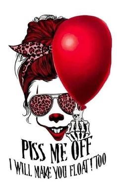 a drawing of a woman with sunglasses and a red heart shaped balloon on her head