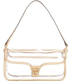 From Antonio Melani&#x2C; the Clear Tanya Crossbody Bag features: TurnLock closureBrushed light gold hardwareApprox. 10.75" x 2.25" x 5.25"Approx. 23'' Crossbody strap drop Approx. 8.5'' top handle dropImported. Cute Clear Bags, Cowboy Carter, Clear Handbags, Clear Purses, Clear Bag, Career Woman, Antonio Melani, Clear Bags, Gaming Clothes