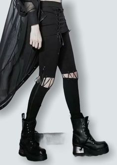 NEW Goth Lace Up Leggings Skirt Available in Small Med or Large Size XS/S - 25.5 inch waist Size Med - 27 inch waist Size Large- 28.5 inch waist Legging with skirt Lacing and zippers on legs Lacing also on skirt Perfect for goth punk alt egirl mallgoth cybergoth cyberpunk metal Fitted Grunge Bottoms For Concerts, Stretch Grunge Bottoms For Streetwear, Stretch Gothic Bottoms For Cosplay, Gothic Stretch Bottoms For Cosplay, Black Stretch Rock Bottoms, Emo Black Stretch Bottoms, Black Stretch Emo Bottoms, Stretch Grunge Pants For Alternative Fashion, Black Rocker Bottoms For Alternative Fashion