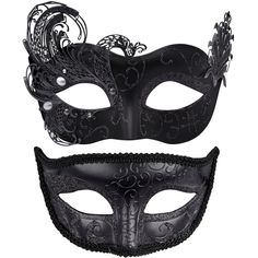 PRICES MAY VARY. Package includes - 2 pcs masquerade masks for couples, the black base decorated with black glitter pattern masquerade mask for men, the black ABS base inlaid with metal swan pattern and rhinestones masquerade mask for women Premium material - SIQUK couple masquerade masks are made of strong, durable and lightweight ABS plastic and metal, no extra glue and no discoloration, the masquerade mask can be molded easily to the face contours of the wearers One size fits most - the coupl Masquerade Mask Couples, Black And White Masquerade Mask, Black Masquerade Mask Women, Maskerade Mask, White Masquerade Mask, Mascarade Party, Couples Masquerade Masks, Mask Halloween Costume, Black Masquerade Mask