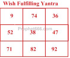 a red and white square with numbers on it that says wish fulfling yatra