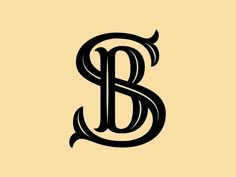 the letter b is made up of black lines on a light yellow background, and it has