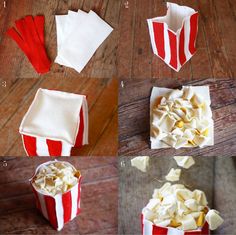 how to make an origami cupcake box with white frosting and red stripes