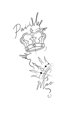 a black and white drawing of a crown with the word danielle written in cursive writing