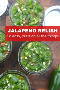 jalapeno relish so easy, put it on all the things in jars