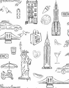 Nyc White  Wallpaper Nyc Drawing, New York Drawing, Nyc Wallpaper, Nyc Coffee, New York Tattoo, Nyc Tattoo, Home Nyc, Theme Tattoo, Fun Wallpaper