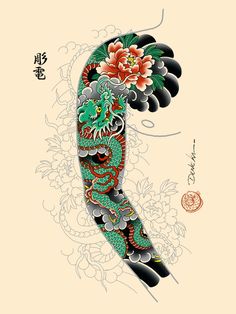 Spotted Koi Fish Tattoo, Asian Tattoo Sleeve, Irezumi Sleeve, Traditional Japanese Tattoo Sleeve, Voll Arm-tattoos, Dragon Tattoo Arm