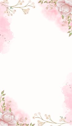 a pink watercolor background with flowers and leaves on the bottom right corner is an empty space for text