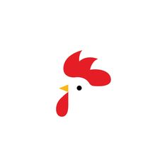 a red and yellow rooster logo on a white background