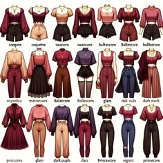 an image of different types of clothes for women in the style of pin - ups