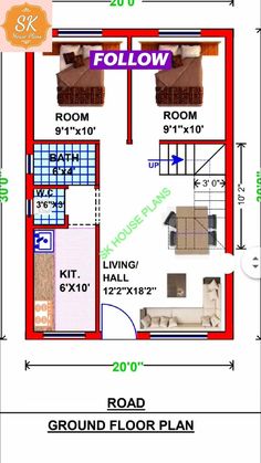 the floor plan for a small house with two bedroom and living room in one area