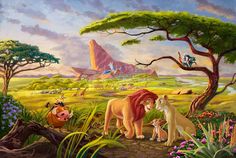 Unframed - Featuring Africa's lush and colorful plain stretches far behind Kiara Fuhuras De Wal Disnry Grandes Con Base, Nala And Simba, Lion King Movie, Disney The Lion King, Disney Fine Art, Il Re Leone, Link Art, Unique Art Prints, Remember Who You Are