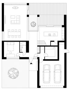 the floor plan for a modern home with two car garages and an attached living area