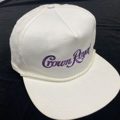 Condition: excellent vintage, has a few faint spots on sides. 77 Crown Royal Hats, Vintage Adjustable Trucker Hat, Vintage Adjustable Baseball Cap, Vintage One Size Fits Most Baseball Cap, Vintage White Baseball Cap With Curved Brim, Vintage Flat Bill Baseball Cap, Vintage Flat Brim Baseball Cap For Streetwear, Vintage Snapback Fitted Hat, Vintage White Dad Cap