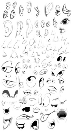 an assortment of cartoon eyes and mouths