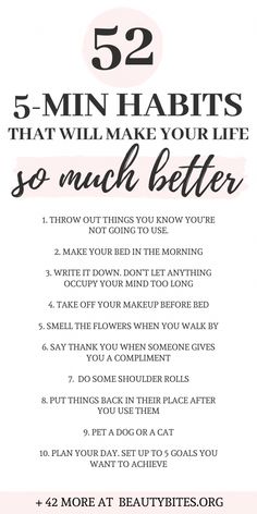 52 easy daily habits that can make life so much better! Get My Life Together, Get Your Life, Write It Down, Mental And Emotional Health, Self Care Activities, Daily Habits, Self Care Routine, Self Improvement Tips, Emotional Health