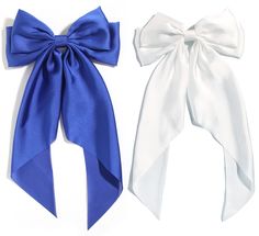 PRICES MAY VARY. Handmade long hair bow clips:Made with durable metal french barrette clips attached to back of the bow;satin solid color fabric,long tail with two-layer large bows Oversized Silk-satin Bow Hair Clip: The clamp is easy to use and holds your hair good French Barrette Clips: The fabric is very soft to the touch and shine brilliantly under the light. the clip isn’t hurt your hair and it may become a new choice in your wardrobe.Also these hair accessories are perfect for Valentine’s Bows Decor, Ribbon Hair Accessories, Royal Blue Hair, Blue Hair Bow, Blue Hair Bows, Hair Bows For Girls, Big Hair Bows, Large Hair Bows, Bows For Girls