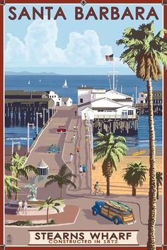 an old poster advertising santa barbara