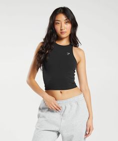 Gymshark Essential Cotton Midi Tank - Black | Gymshark Athletic Dresses, Clothes Wishlist, Gym Shark, Gym Shirt, Shark Tank, Gym Shirts, Seamless Leggings, Fitness Lifestyle, Chest Size