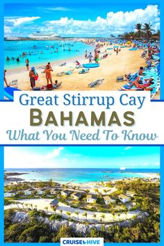 the beach with text that reads, great stirup cay bananas what you need to know