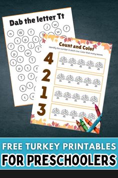 the free turkey printables for preschoolers to practice numbers and counting on thanksgiving