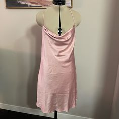 Brandy Melville Eu Europe Spain Italy Exclusive Light Pink Kim Silk Satin Dress With Cross Back And Cowl Neck Neckline Nwot Size Xs Brandy Melville Dress, Silk Satin Dress, Satin Dress, Pink Silk, Satin Dresses, Dresses Xs, Silk Satin, Brandy Melville, Cowl Neck