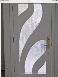 an image of a door with frosted glass on the front and side doors that have wavy designs