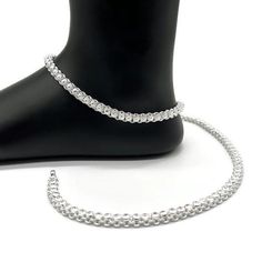 Name of product:  925 Sterling Silver Light Weight Anklet / Silver Payal Weight: 54 grams. Length: 26.1centimeter  FREE EXPRESS SHIPPING -----Feedback::- A satisfied customer is our top priority and your feedback forms the backbone of our success. Don't forget to give positive feedback along with good ratings. Thank You Bride Payal, Payal Silver, Silver Payal, Anklet Silver, Anklet Designs, Silver Anklet, Sterling Silver Anklet, Silver Lights, Silver Anklets