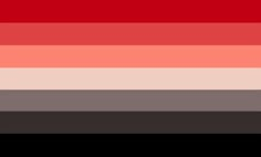 the color palette is red, brown, and black with an orange stripe on it