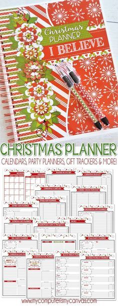 a christmas planner with red and green designs