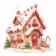 a christmas house with candy canes and decorations