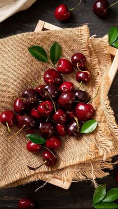 some cherries are sitting on top of a burlock