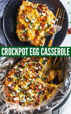 an egg casserole with bacon and feta cheese