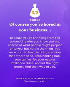 a purple background with the words, people course you're bored in your business