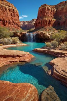 the water is blue and clear in this canyon