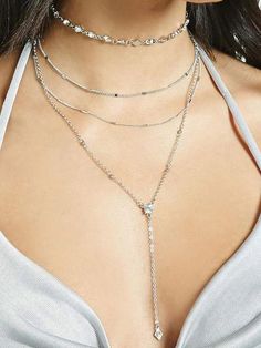 Chain Layered Necklace, Grandmother Jewelry, Rings Beads, Silver Jewelry Accessories, Clean Sterling Silver, Prom 2020, Prom Accessories, Metal Pendants, Prom Inspo