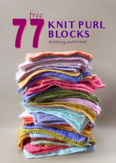 a pile of knitted clothing sitting on top of a white surface with the text free 7