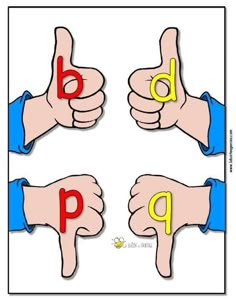 three thumbs up with the letters p and d