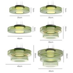 four different types of lights with measurements