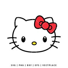 a hello kitty face with a red bow on it's head and the words svg