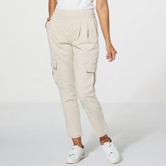 HUE Chino Soft Cargo Pant These relaxed, fitted soft cargo pants provide a versatile look with a 4-way stretch fabric that complements any body type. Stretch Beige Cargo Pants, Beige Stretch Cargo Pants, Khaki Stretch Tapered Leg Cargo Pants, Stretch Khaki Tapered Leg Cargo Pants, Stretch Tapered Leg Khaki Cargo Pants, Versatile Stretch Cargo Pants With Tapered Leg, Versatile Ankle-length Cargo Pants, Versatile Fitted Ankle-length Cargo Pants, Khaki Stretch Mid-rise Cargo Pants