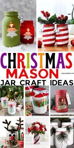 christmas mason jar craft ideas with text overlay