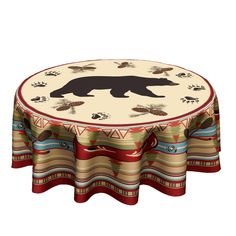 a table with a bear design on it