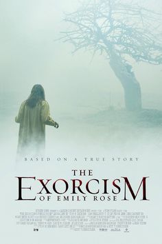 the exorcism movie poster with a man standing in front of a tree