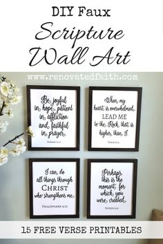 three framed pictures with the words how to make free printables look like hand painted signs