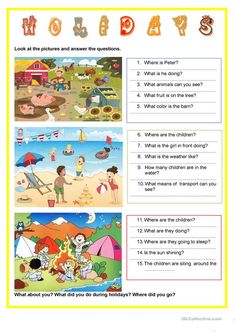 the spanish language worksheet for children to learn how to say and describe vacation